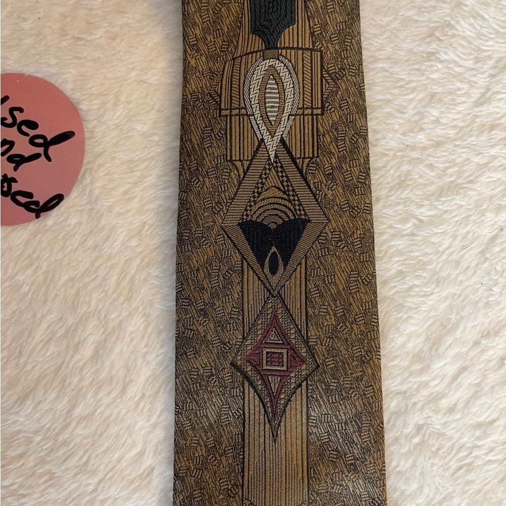 Expressions Tan and Black Patterned Tie - Picture 2 of 6